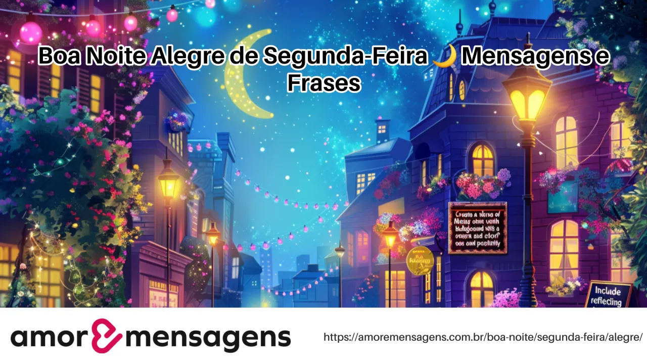 Boa Noite Alegre de Segunda-Feira 🌙 Mensagens e Frases